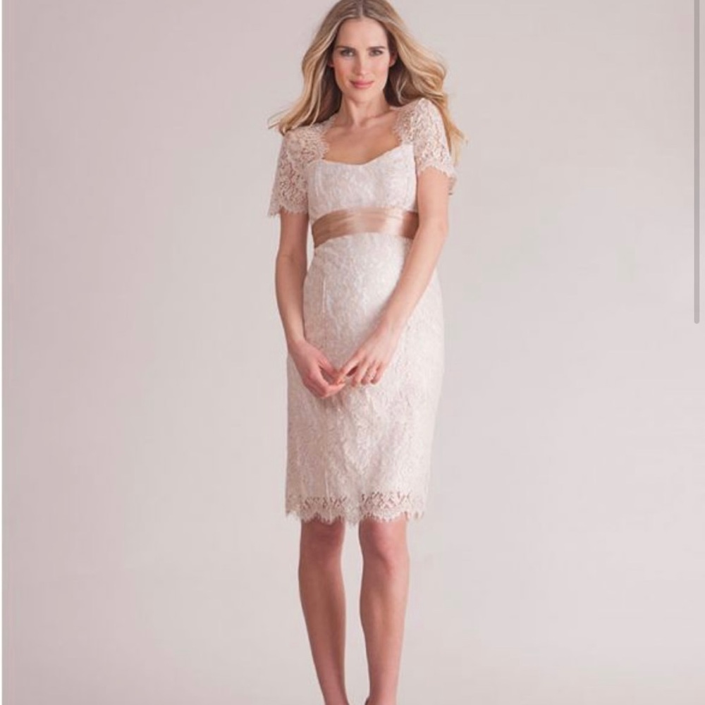COPY - Seraphine Champagne Cut Out Lace Maternity Dress